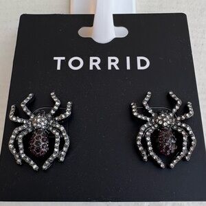 Torrid Sparkle Rhinestone Spider Earrings | Silver/Black/Purple | NWT